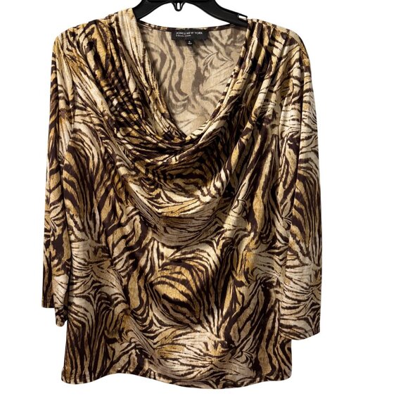 Jones New York Blouse Sz XL Cowl Neck Animal Print Top - Picture 6 of 12